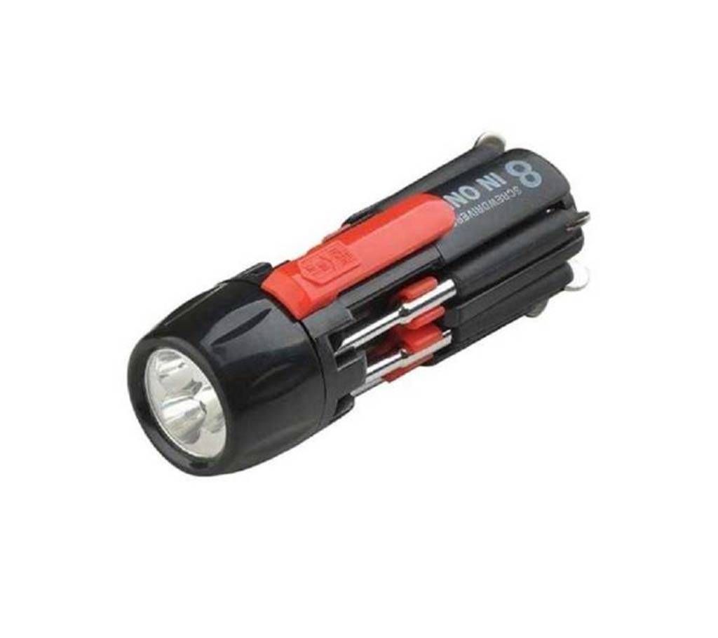 8 in 1 Multi purpose Screw Drivers Set with Torch