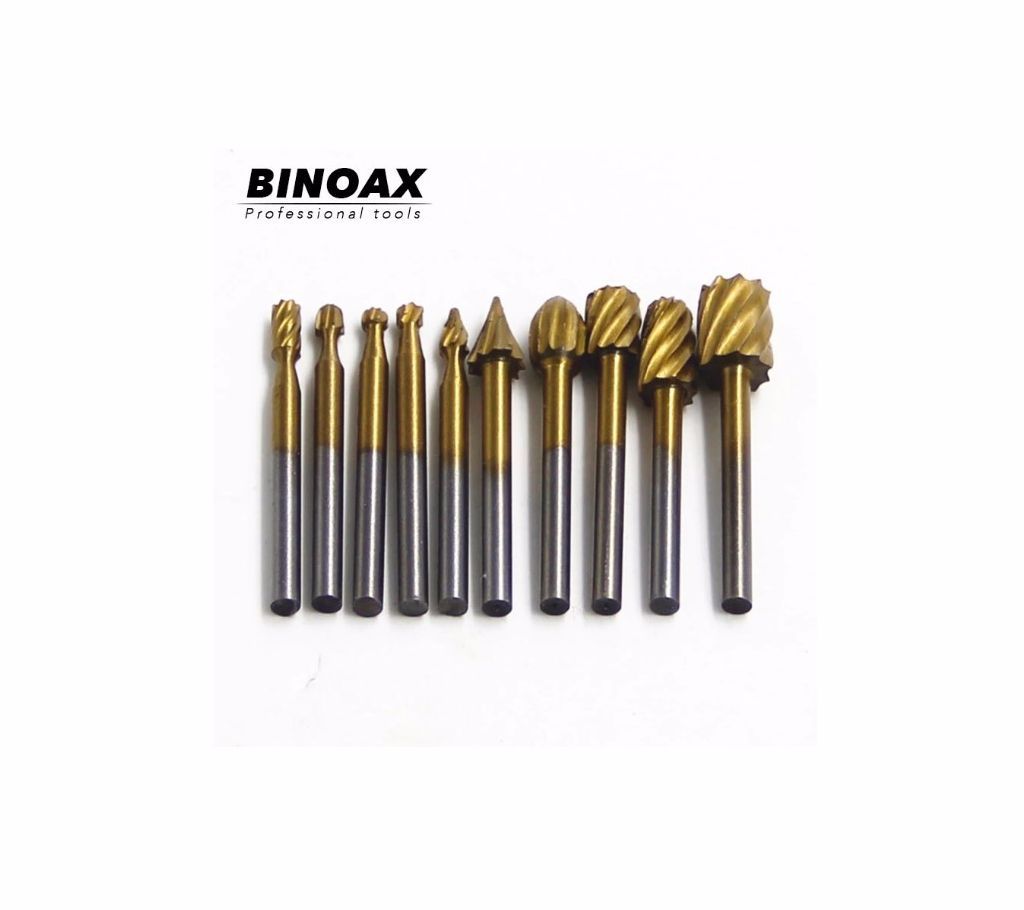 10pcs Titanium  Routing r Wood Carving Cutter Tools