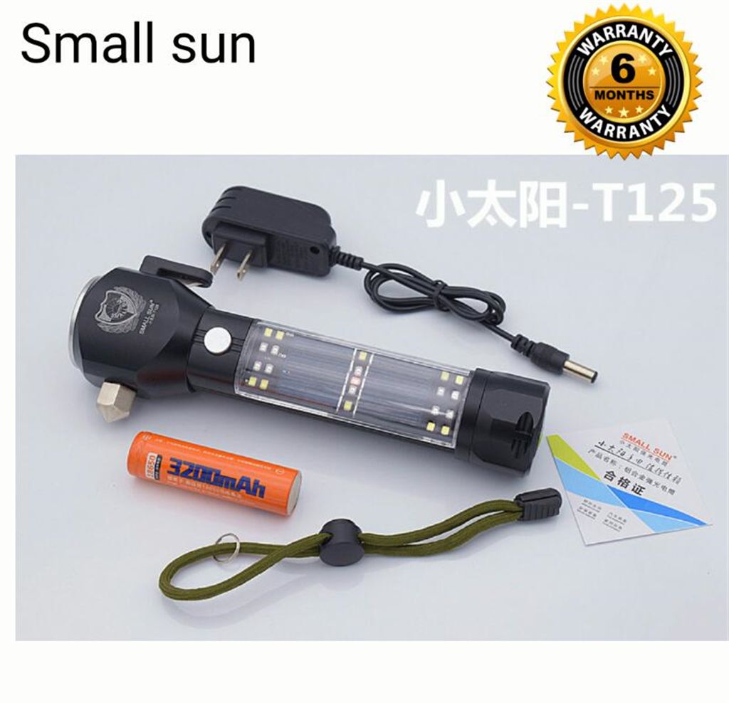 Multifunction Rechargeable Survival Flashlight With Solar Charger 
