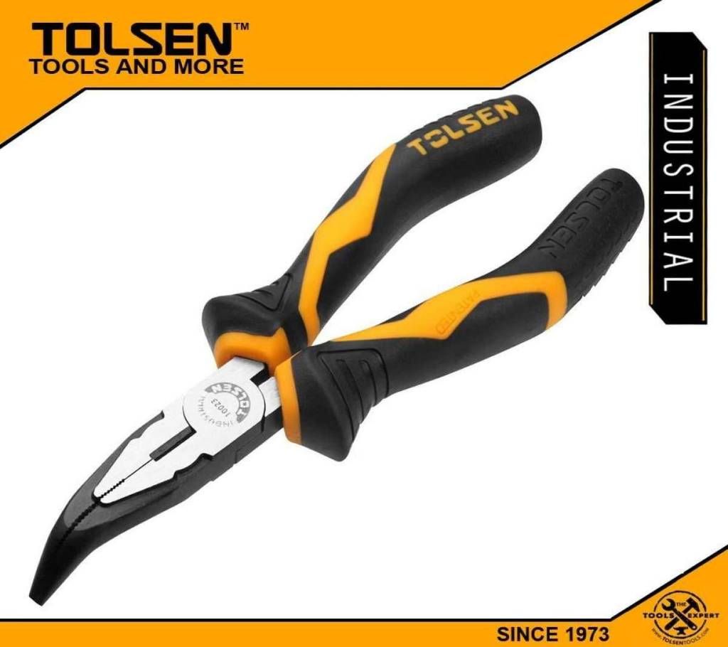 TOLSEN Bent Nose Pliers 6" (160mm) Industrial GRIPro Series 10023