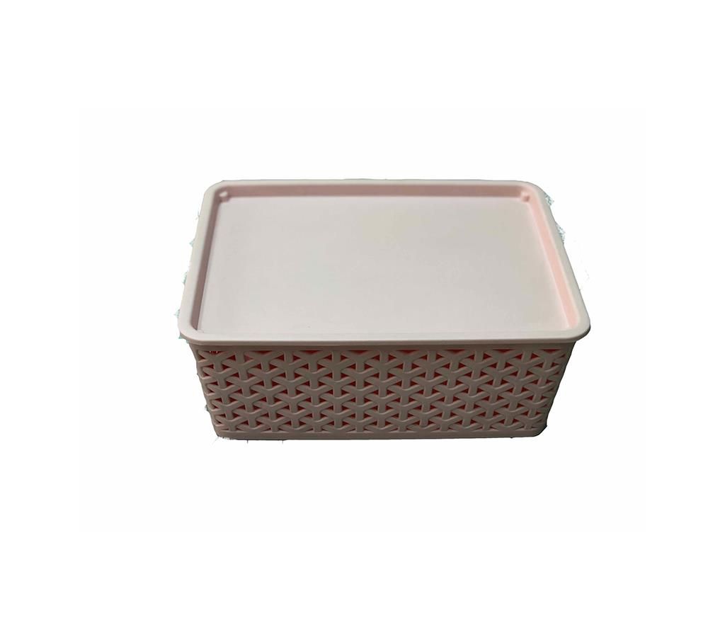 76504 Low Height Rattan Basket Medium - Baby Pink