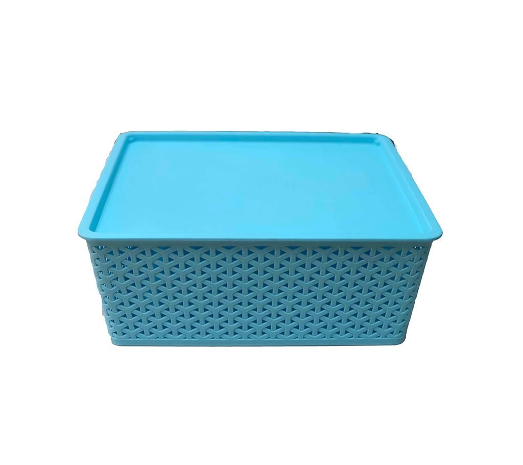 76505 Low Height Rattan Basket Large - Light Blue