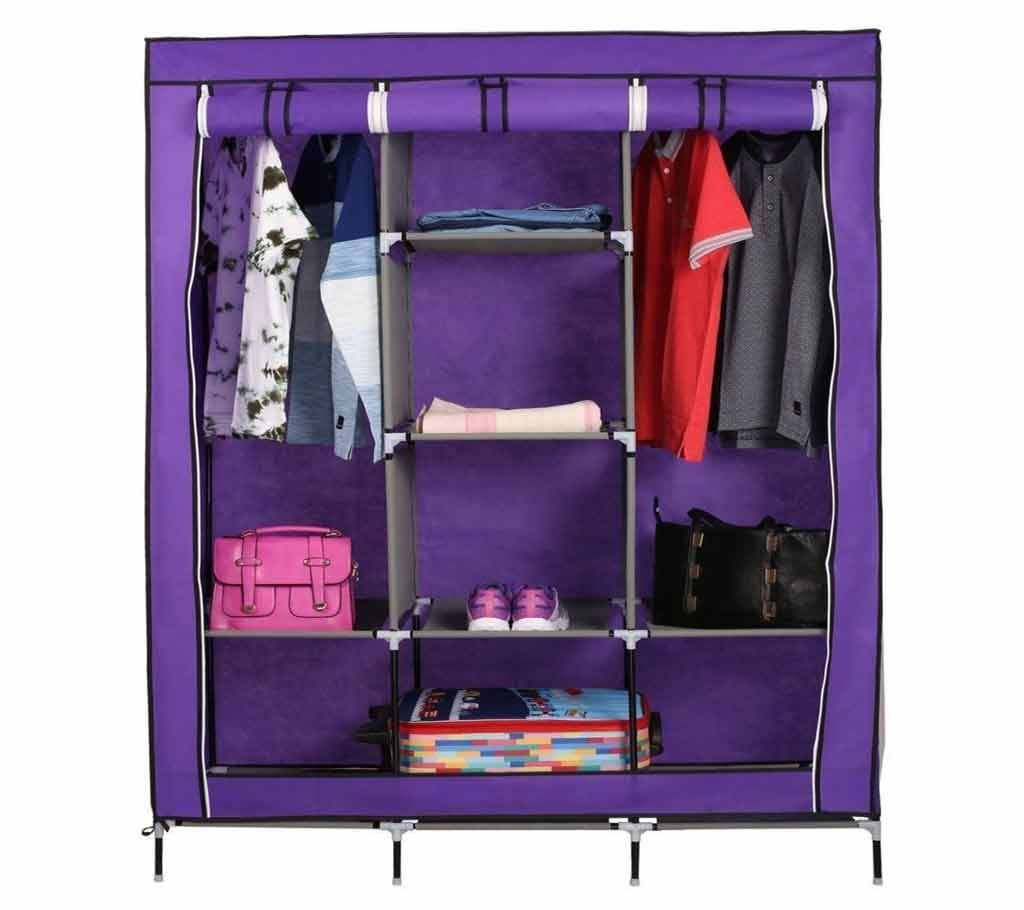 Portable Wardrobe Clothes Storage Rack - Purple