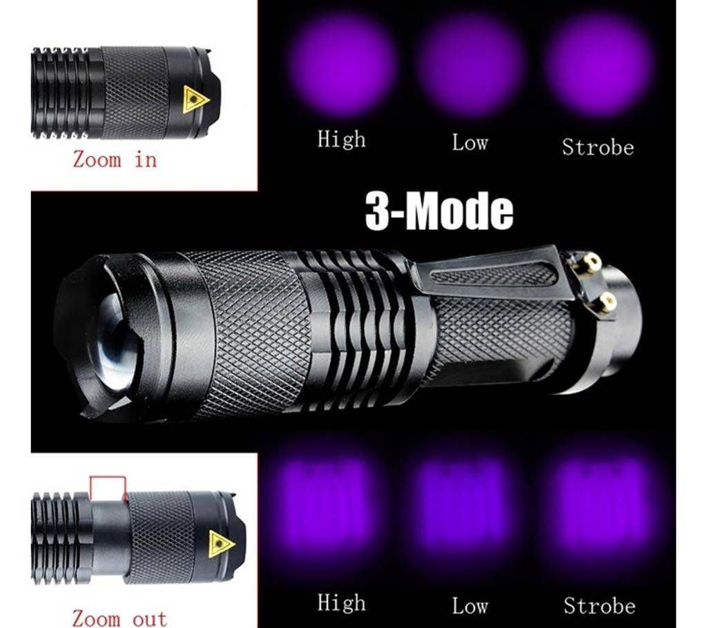 Ultra violation (UV) zooming torch light