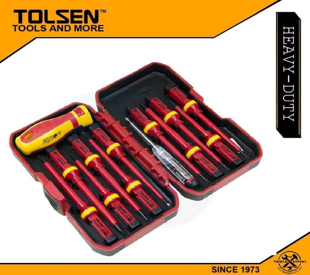 TOLSEN 13pcs Interchangeable VDE 1000V Power Insulated Screwdriver Set 38016