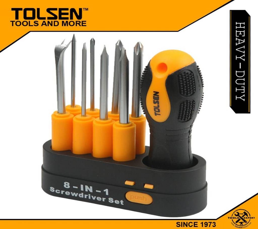 TOLSEN 8 in 1 Interchangeable Screwdriver Set w/ Case 20039