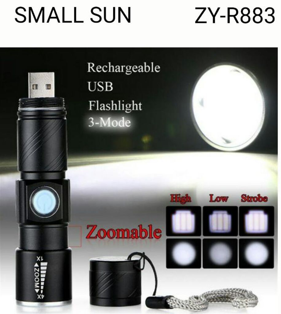 USB Rechargeable Zoomable Flashlight 
