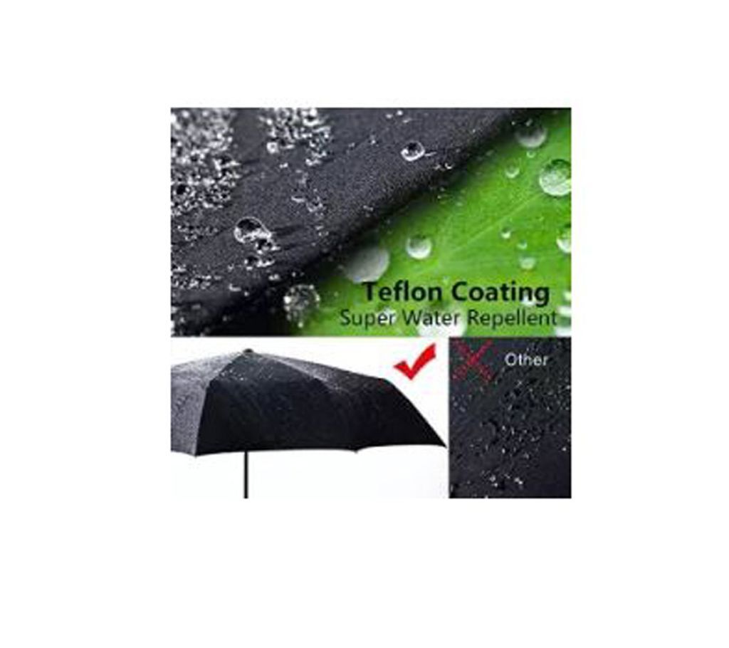 Automatic Three Folding Umbrella - Black 