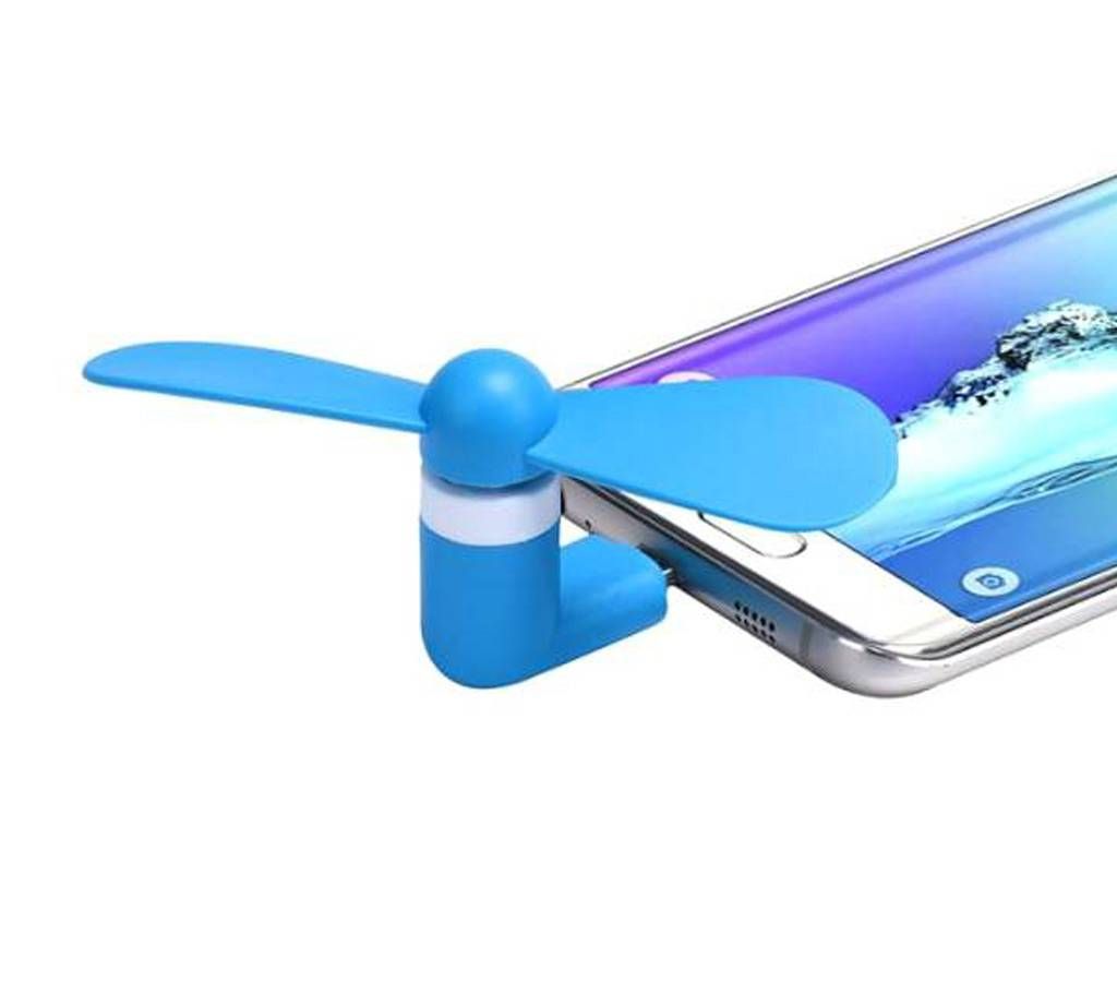 Portable Micro USB Fan for Mobile Use - Blue