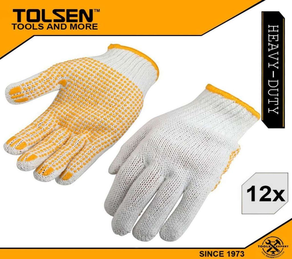 TOLSEN (12pairs) Garden Working Knitted Gloves 10(XL) Polyester and Cotton 45006