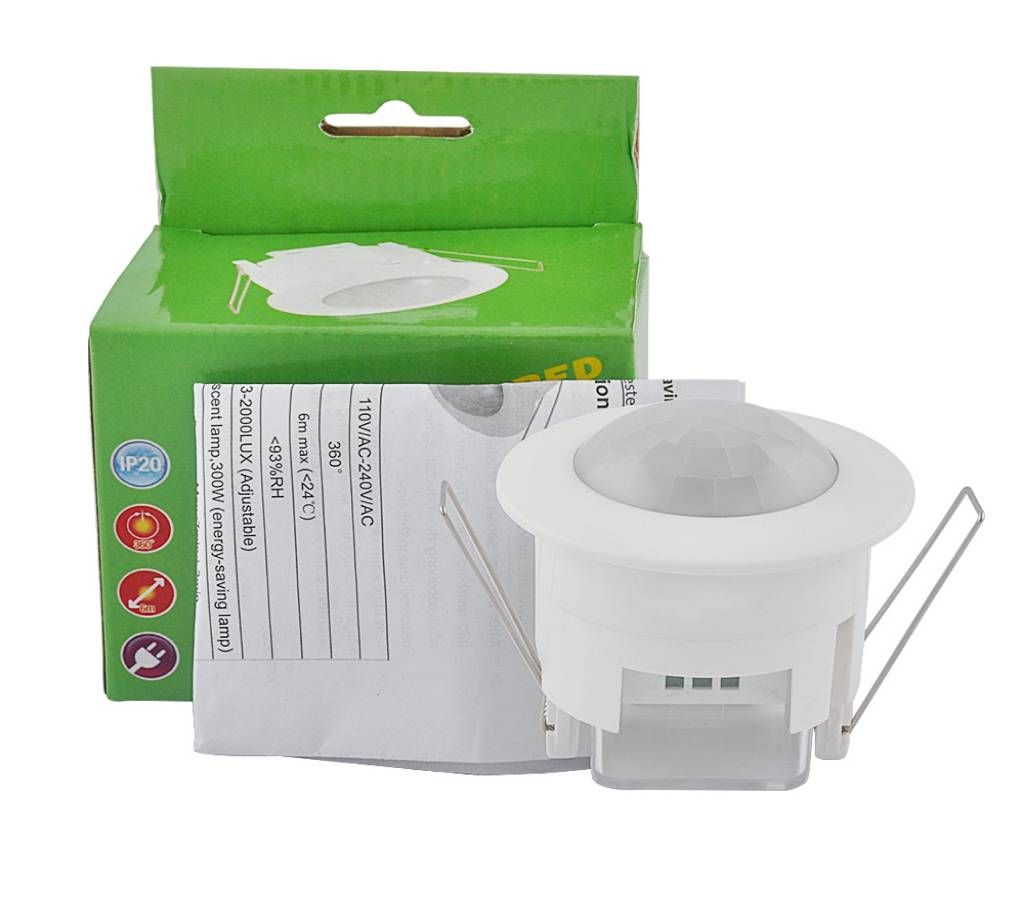 High quality 360 degree PIR Infrared motion sensor light lamp ceiling switch  110V / AC 220V / AC inlay sensor switch - ET041 Tecio