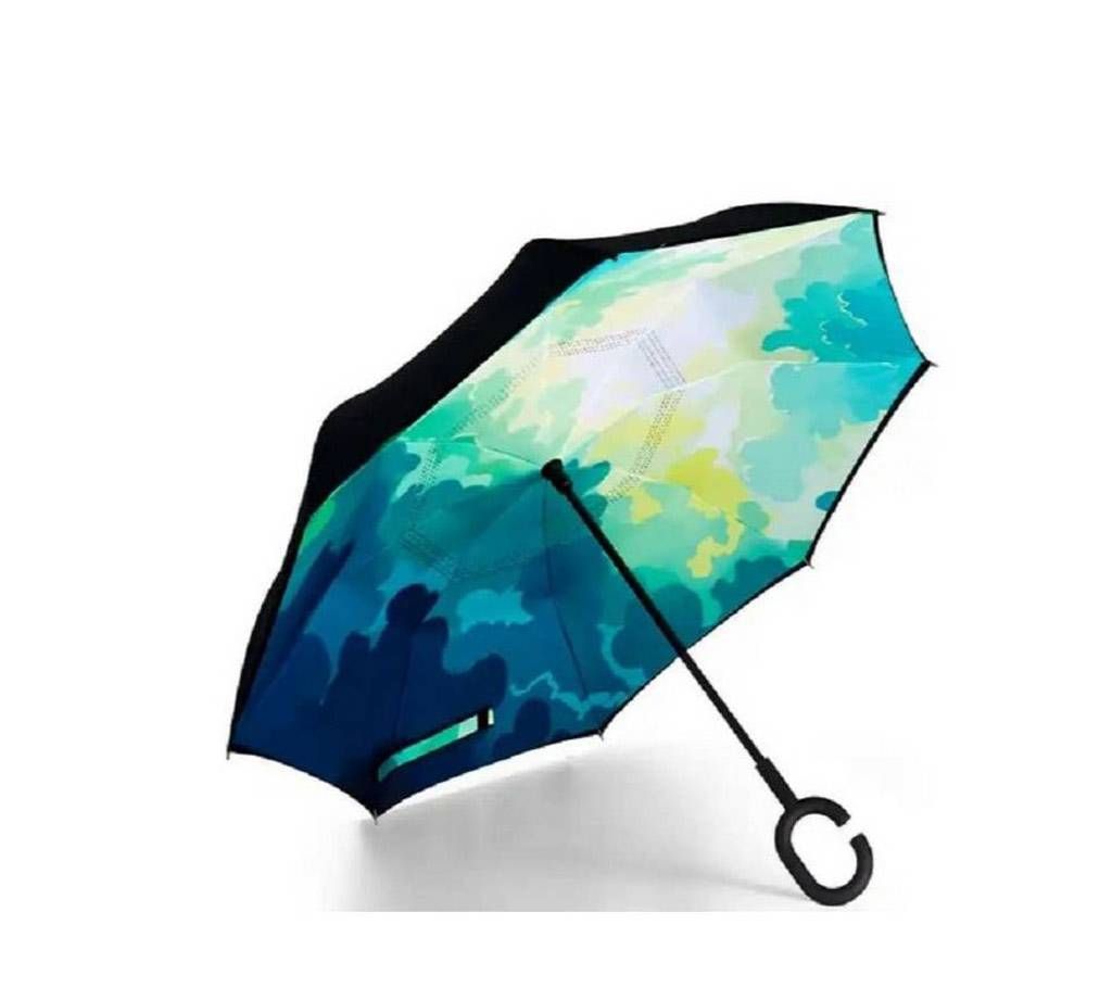 Oversize (108 CM) Genuine Green Filter Reverse Umbrella with Double Layer Fabric and C-shape Handle for Vehicle and personal use