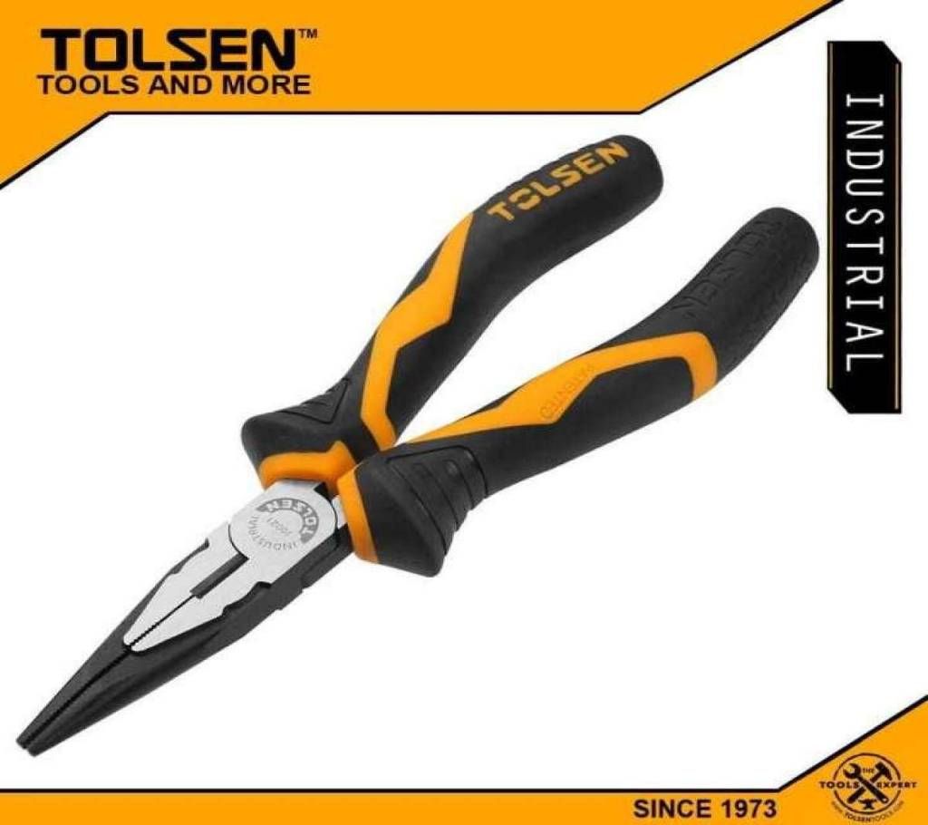 TOLSEN Long Nose Pliers 8" (200mm) Industrial GRIPro Series 10022