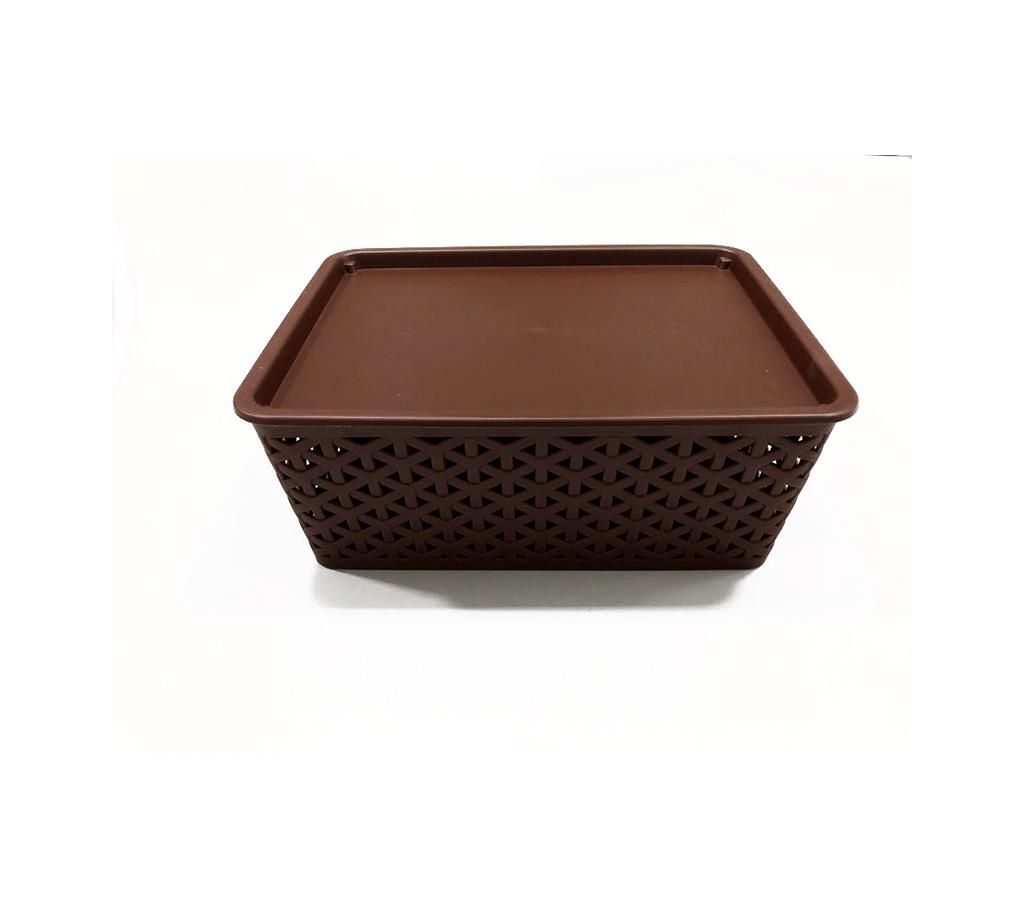 76504 Low Height Rattan Basket Medium- Dark Brown
