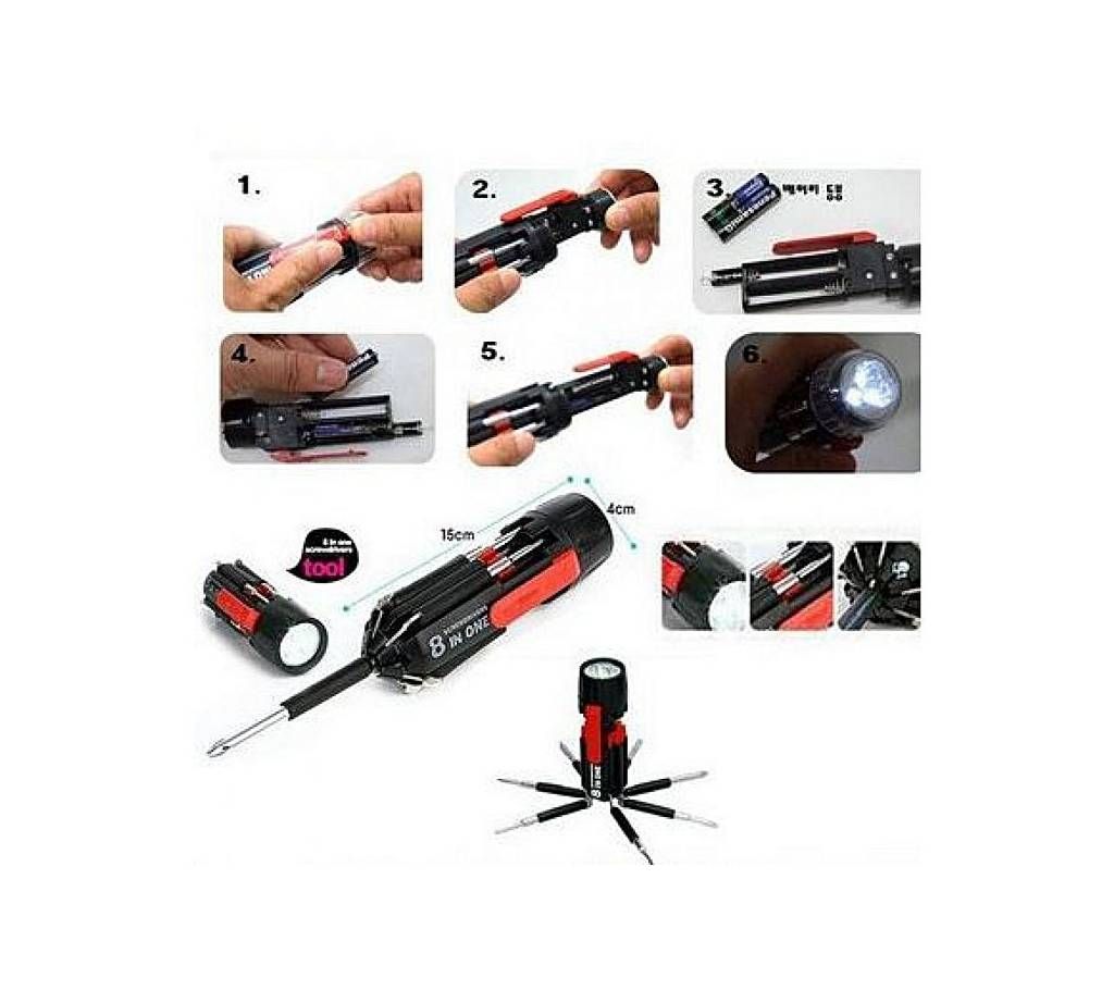 8 In 1 Multi Screwdriver with Powerful Torch