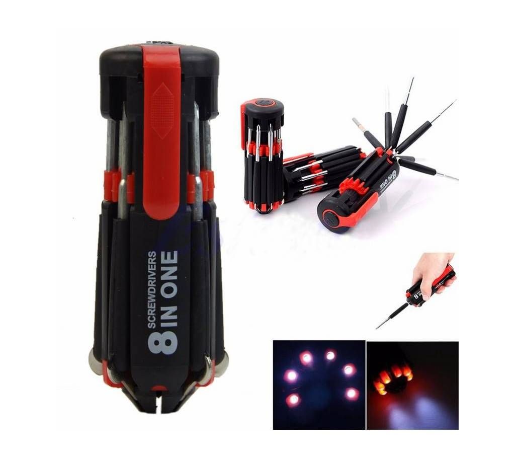 8 in 1 Screwdriver Tools with light