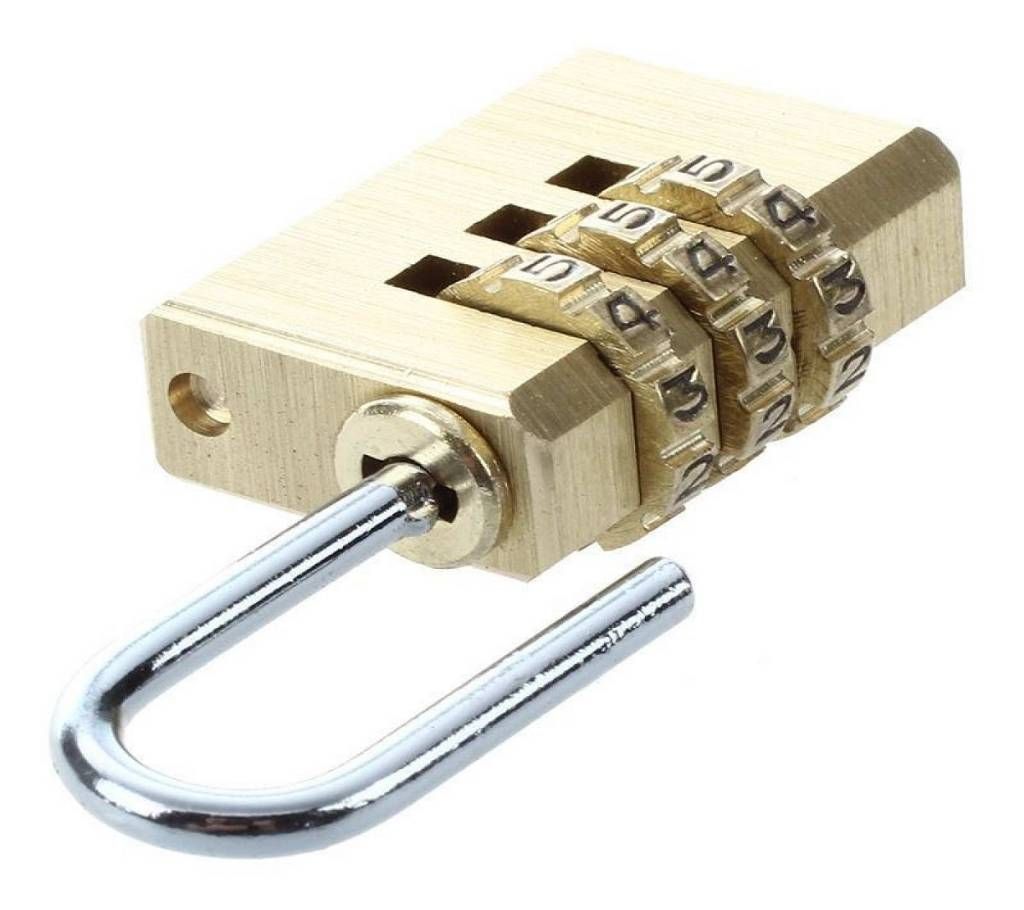 CH-05B - 3 Digit Re-settable Combination Luggage Suitcase Padlock - Golden