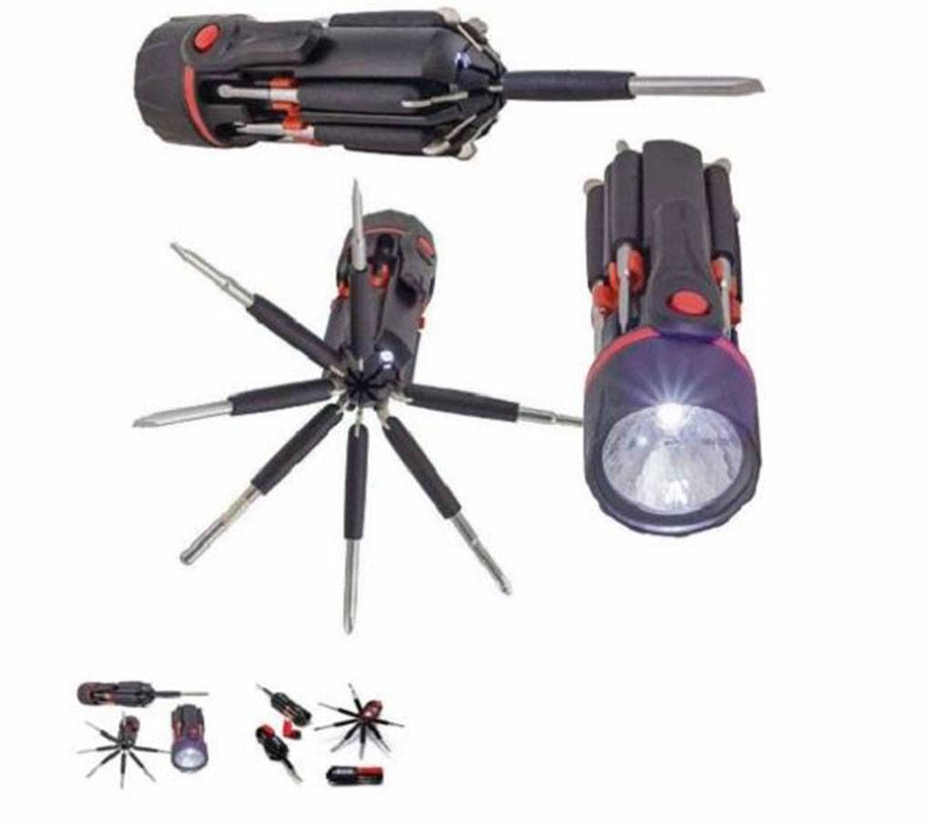 8 IN 1 multi screw driver and torch 