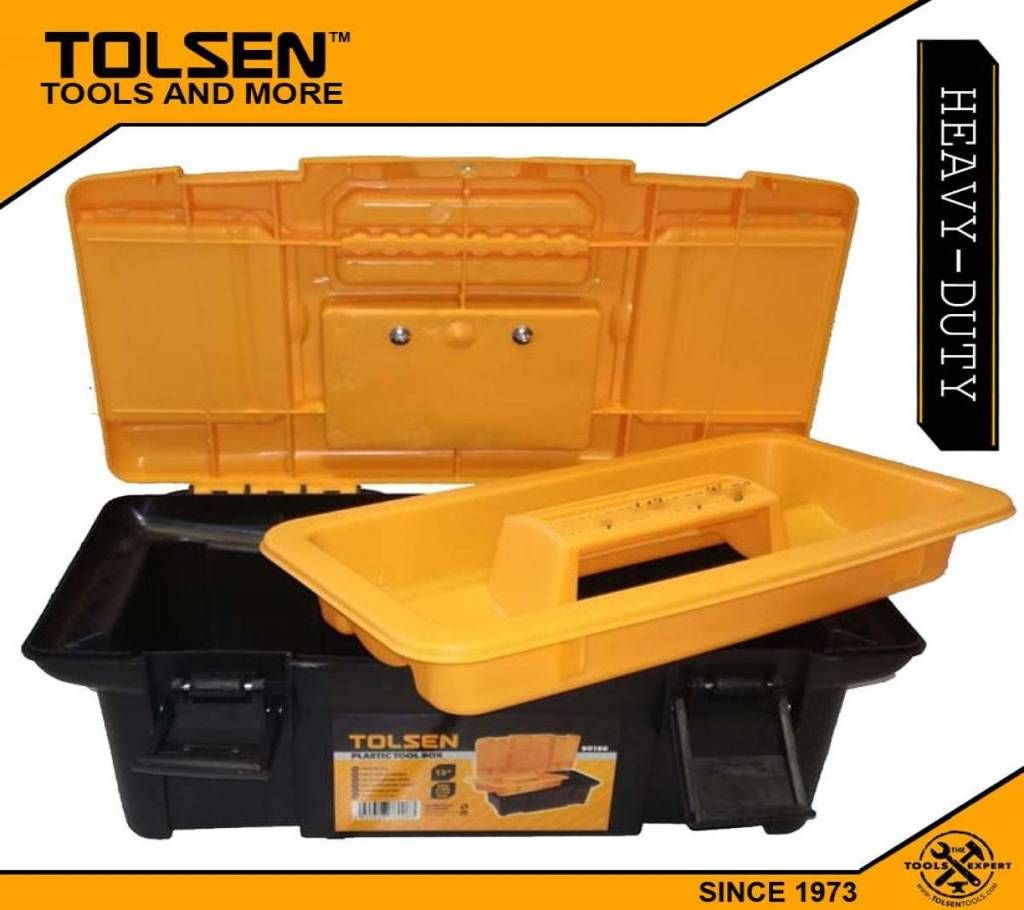 TOLSEN Heavy Duty Plastic Tool Box 13" (340x180x130mm) Ergonomic Design 80190