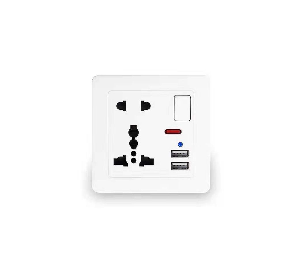 6 pin wall power socket and 2 USB Port for mobile charging