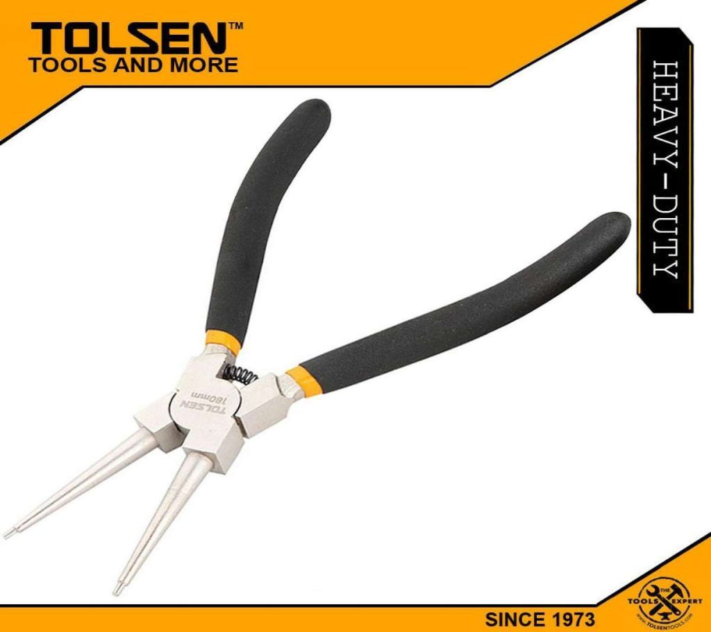 TOLSEN Internal Circlip Pliers, Straight (180mm, 7") Dipped Handle 10077