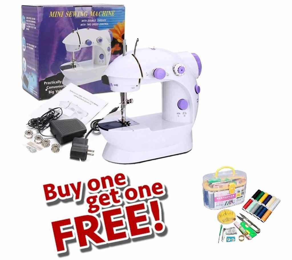 8 in 1 Mini Sewing Machine - Dual Speed Portable Mini Electric Pedal Double Threads Rewind Swing Machine