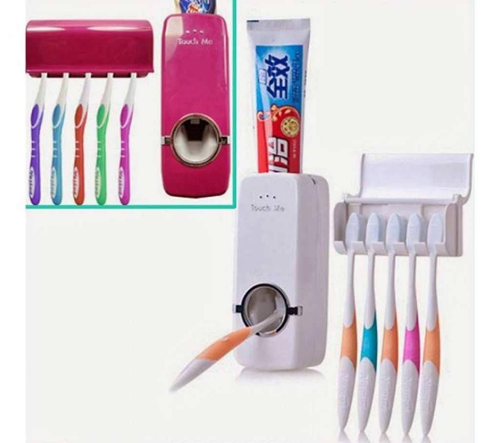 Touch Me Automated Toothpaste Disposer and Brush Holder Set