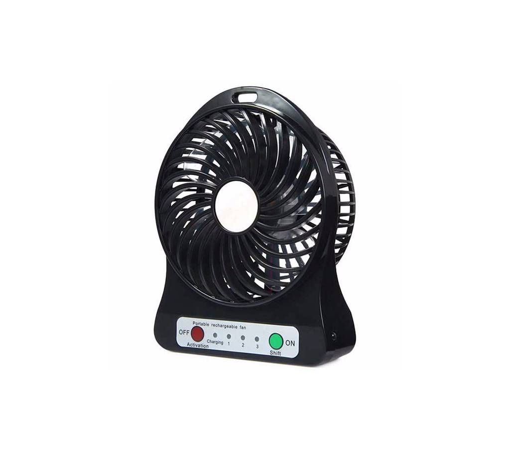 Inch Rechargeable Battery USB Mini Fan Black