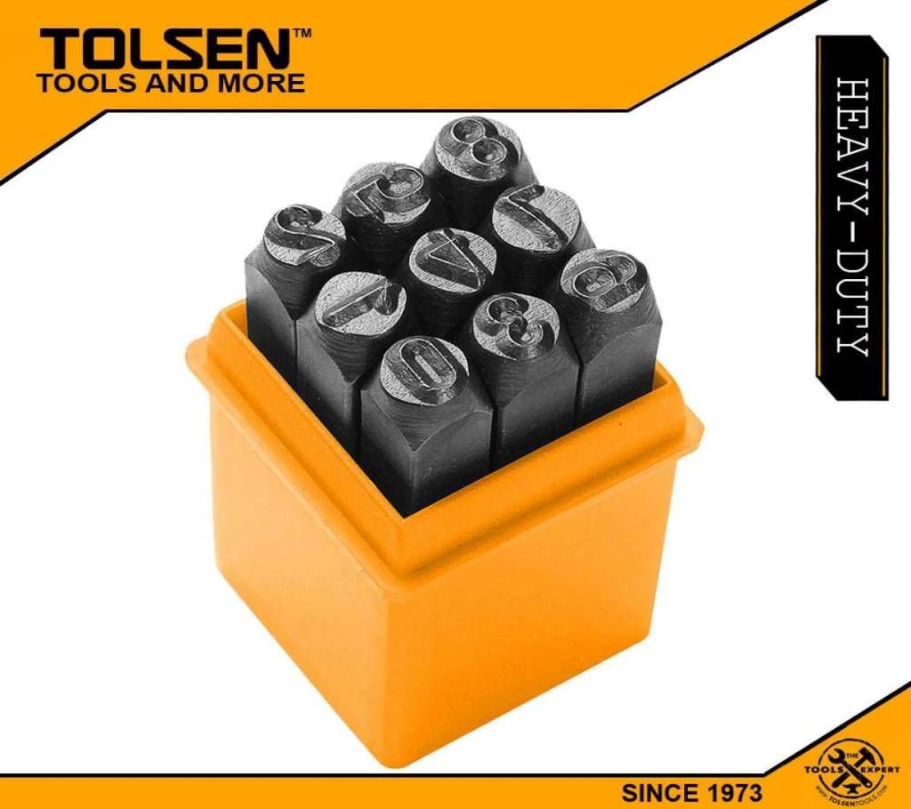 TOLSEN 9pcs Steel Number Punch Stamp Set (3mm) 25094