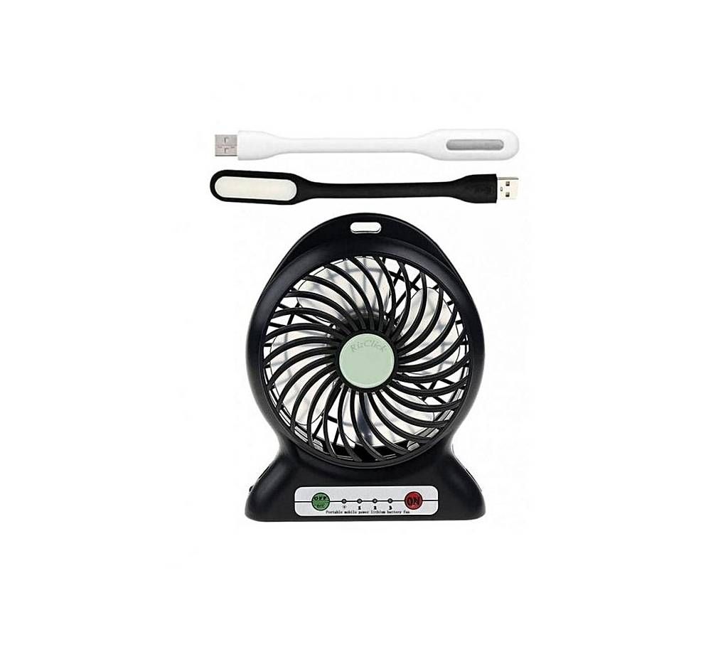 Rechargeable Mini Fan with 2 Piece USB Light