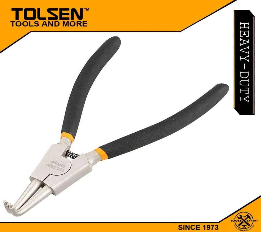 TOLSEN External Circlip Pliers, Bent (180mm, 7") Dipped Handle 10092