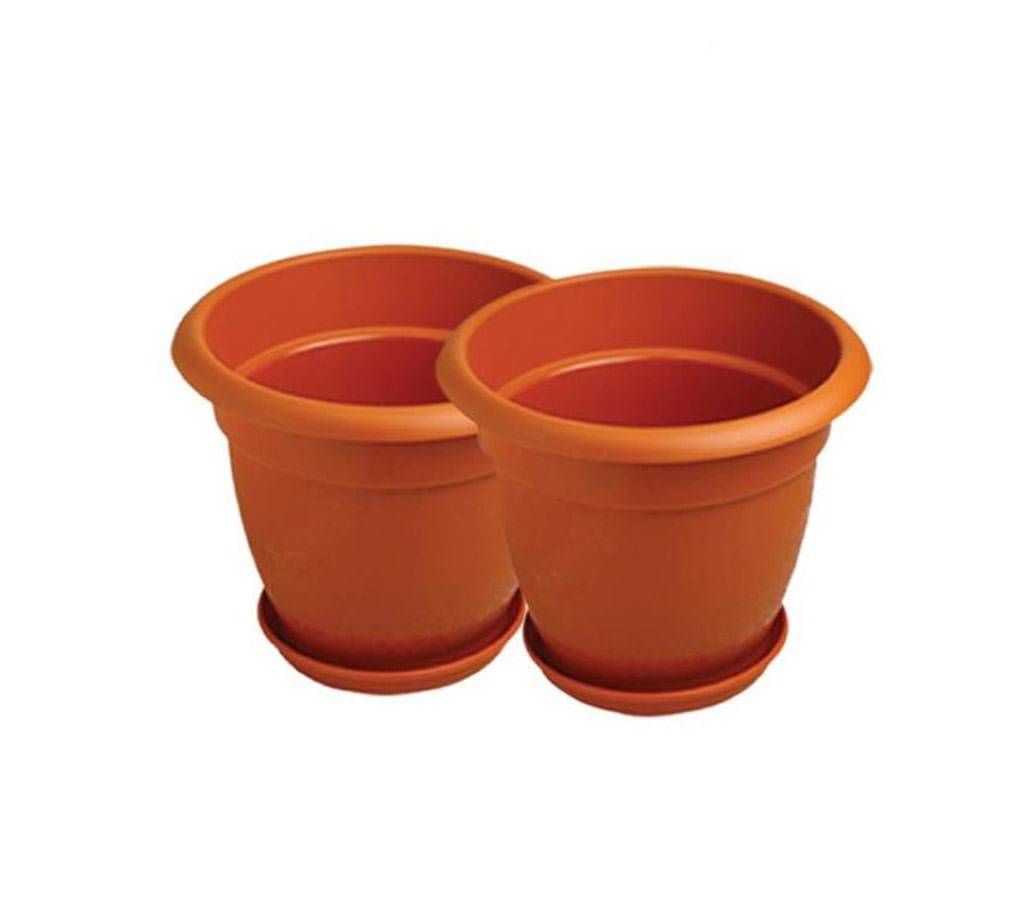 71502-1  Combo Pack of 2pcs Planter Dhalia with Tray 10  Terracotta