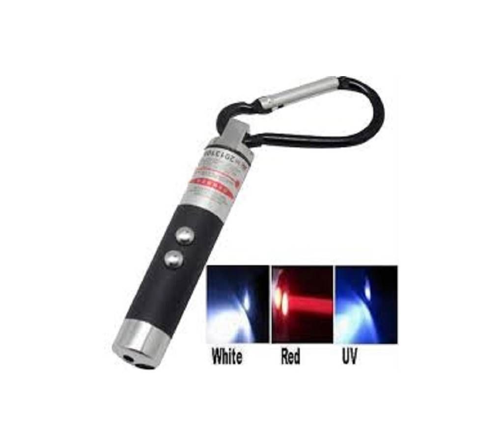 Hot 3 in1 LED Mini Flashlight Torch with Red Laser Pointer & Flashlight Money checker light