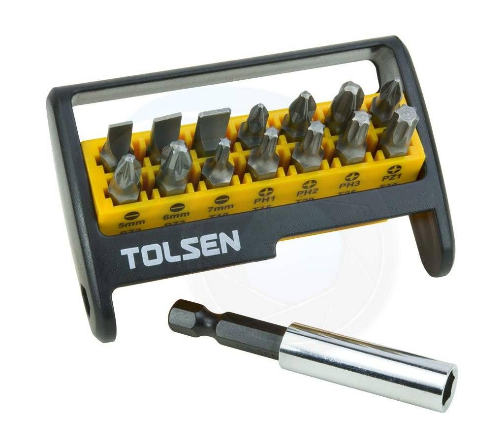 TOLSEN 15pcs Magnetic Screwdriver Bit Set (Phillips & Flat) For Drill 20365