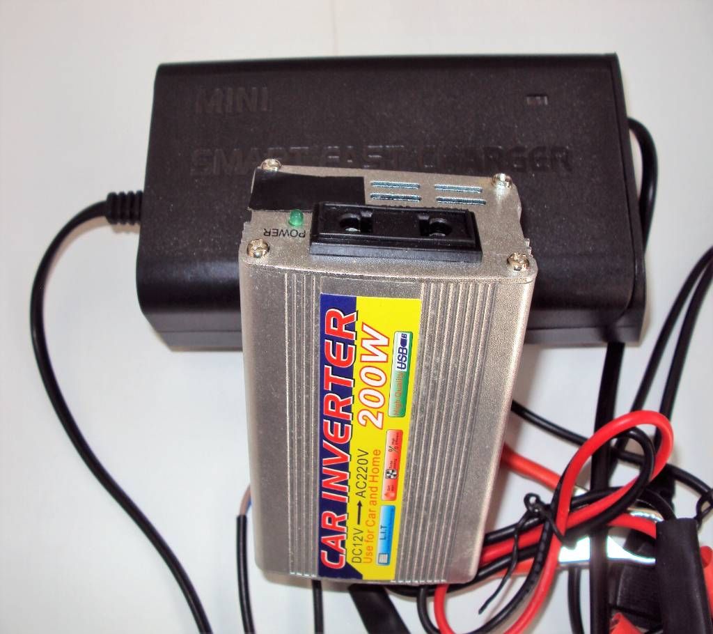 Power Inverter/IPS-200Watt & Battery Charger-5Amp Set