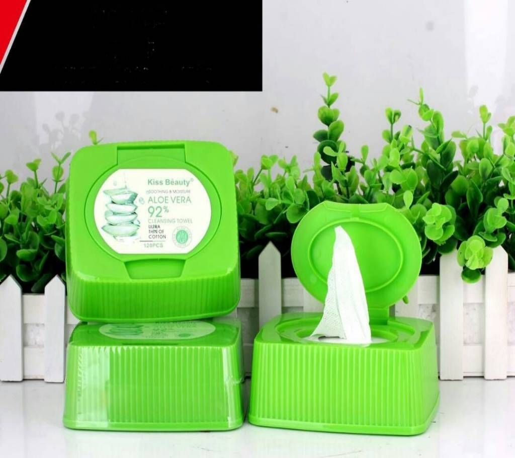 KISS BEAUTY ALOE VERA 92% CLEANSING TOWEL 120PCS