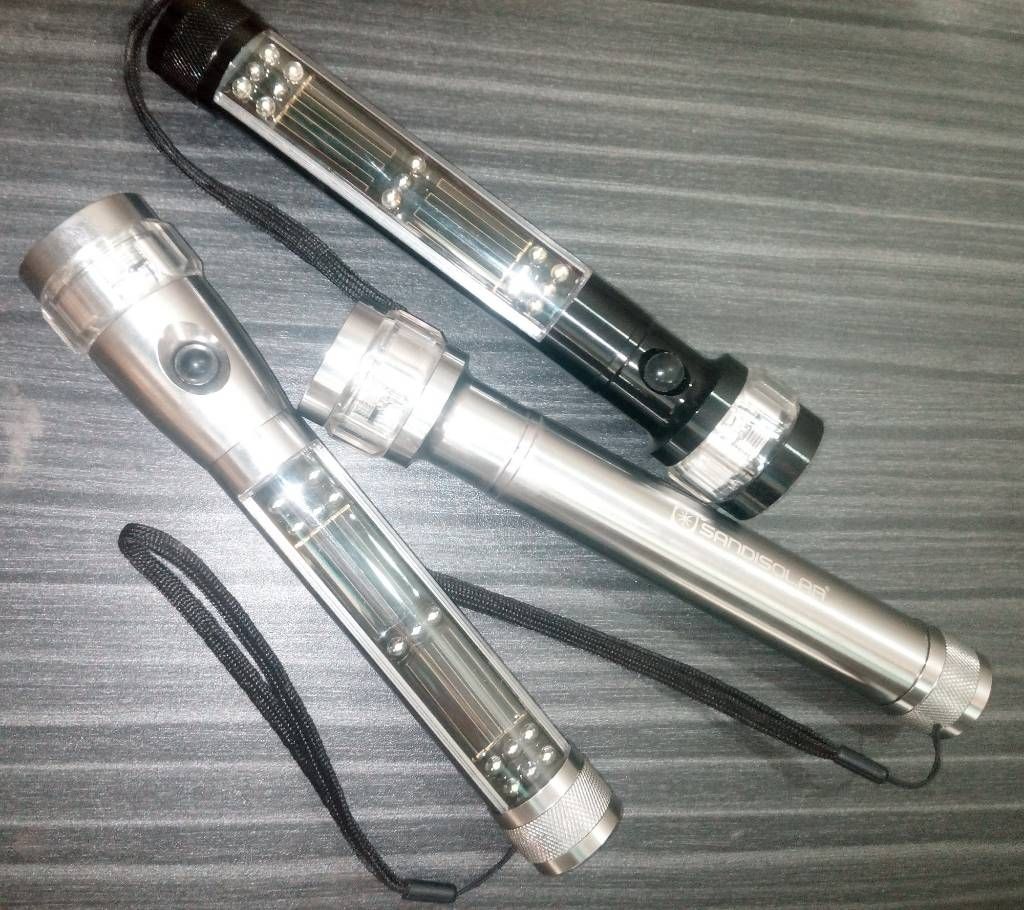 Solar Charge LED Torch Light + Battery AAA-3 Pcs.