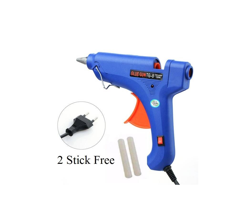 Hot Melt Glue Gun TG 8 (100 watt) with 2 stick free (Blue)