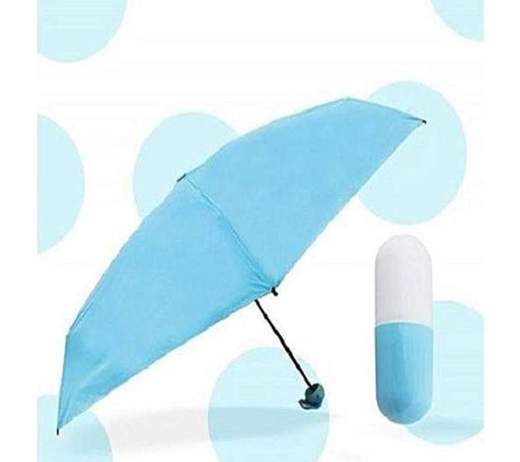 Sky Blue 7" Mini Folding Umbrella with Cute Capsul