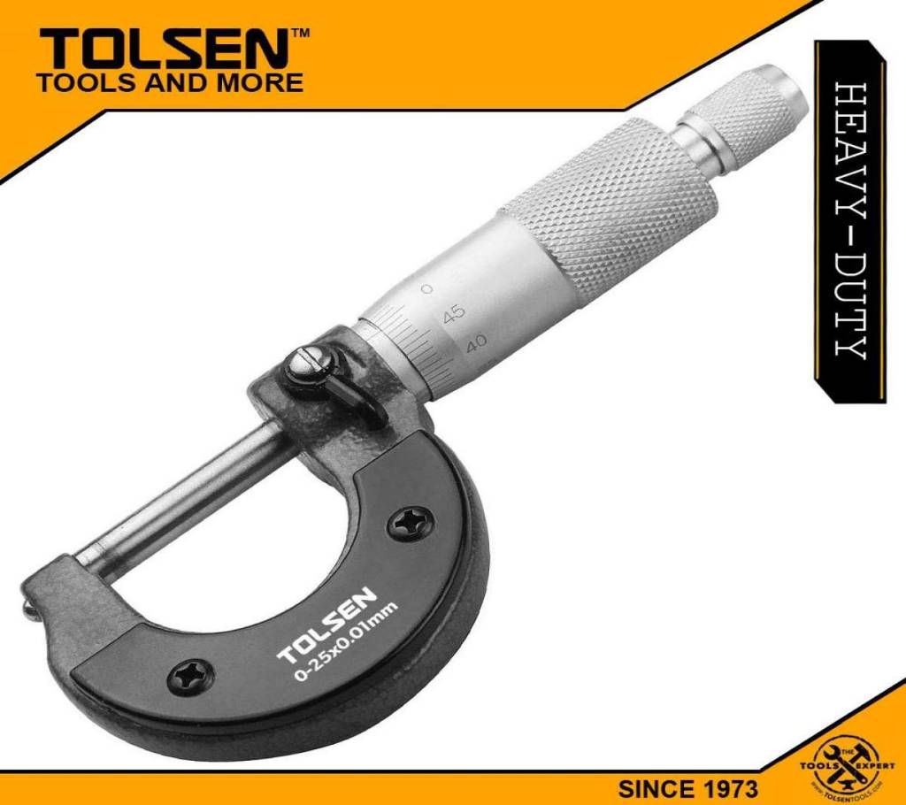 TOLSEN Micrometer Machinist Measuring w/ Case (0-25mm) 35055