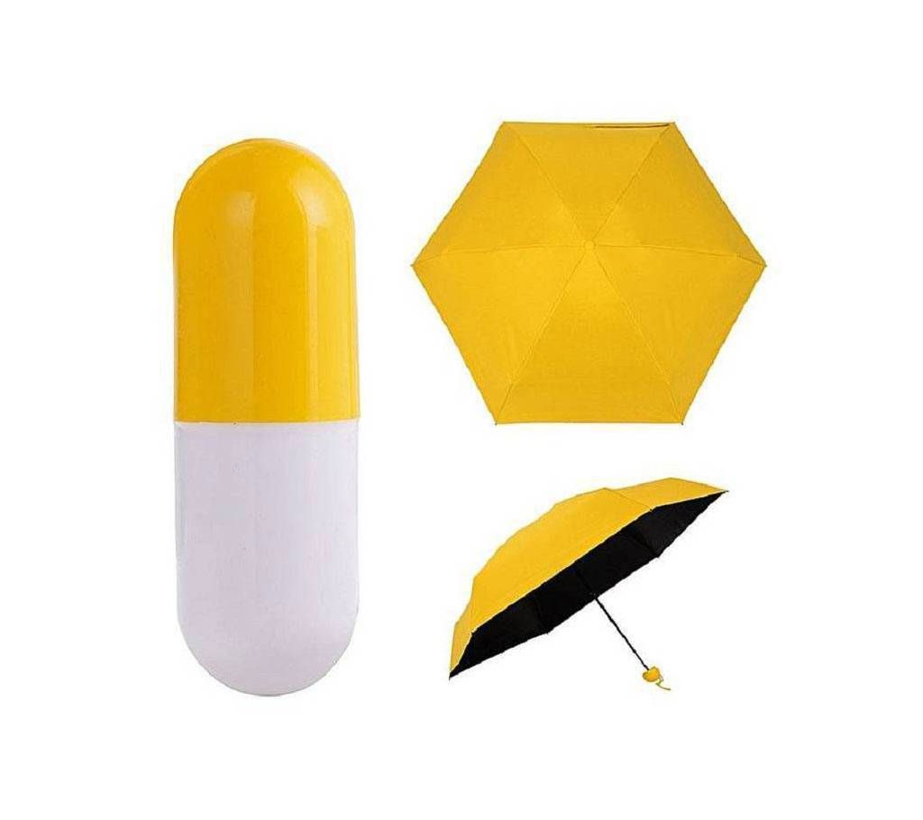 Yellow 7" Mini Folding Umbrella with Cute Capsule