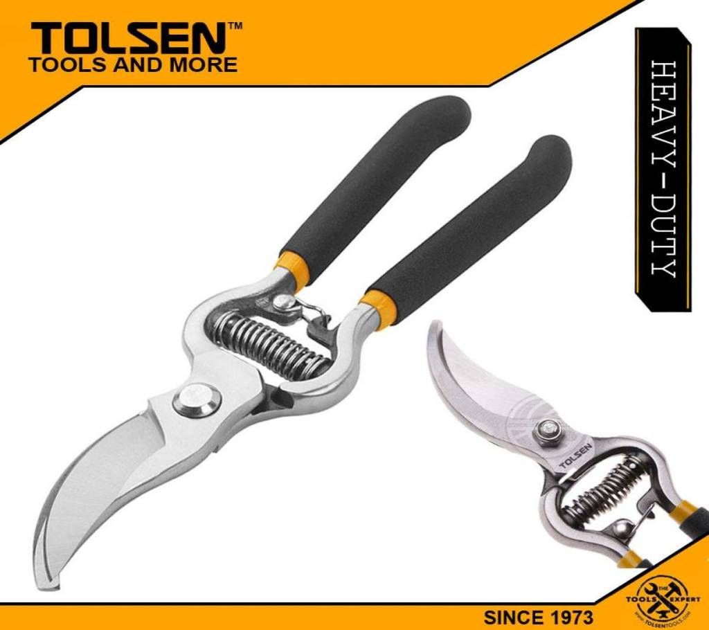 TOLSEN Bypass Pattern Garden Pruning Shear (200mm 8") Dipped Handle 31018