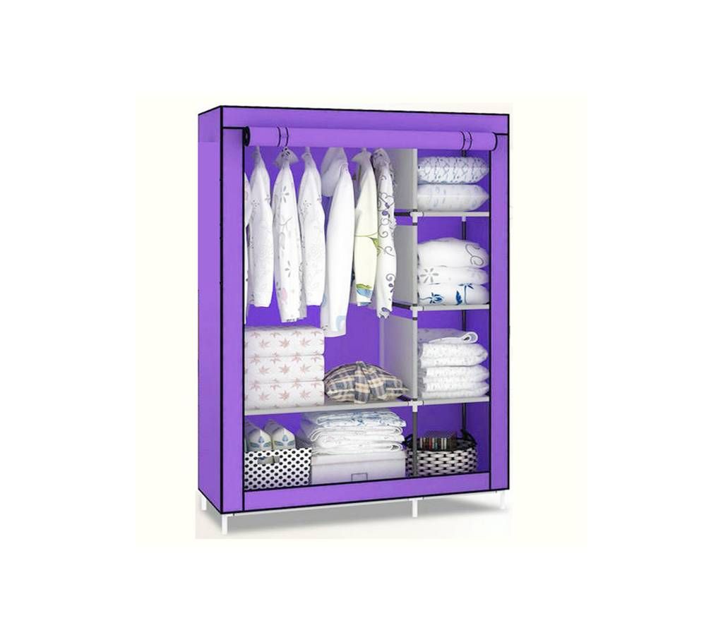 Stainless Steel and Fabric Storage Wardrobe - Purple