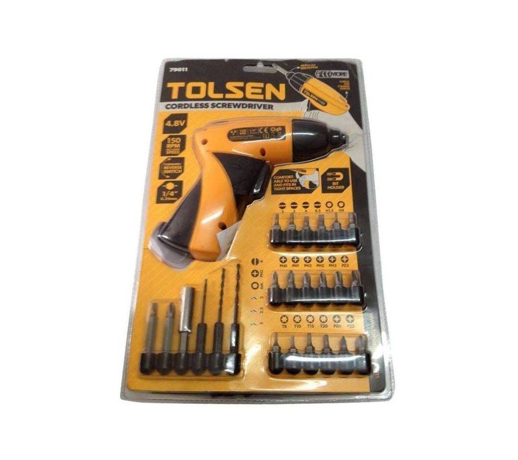 TOLSEN Cordless Screwdriver Set With Drill Machine - Yellow & Black