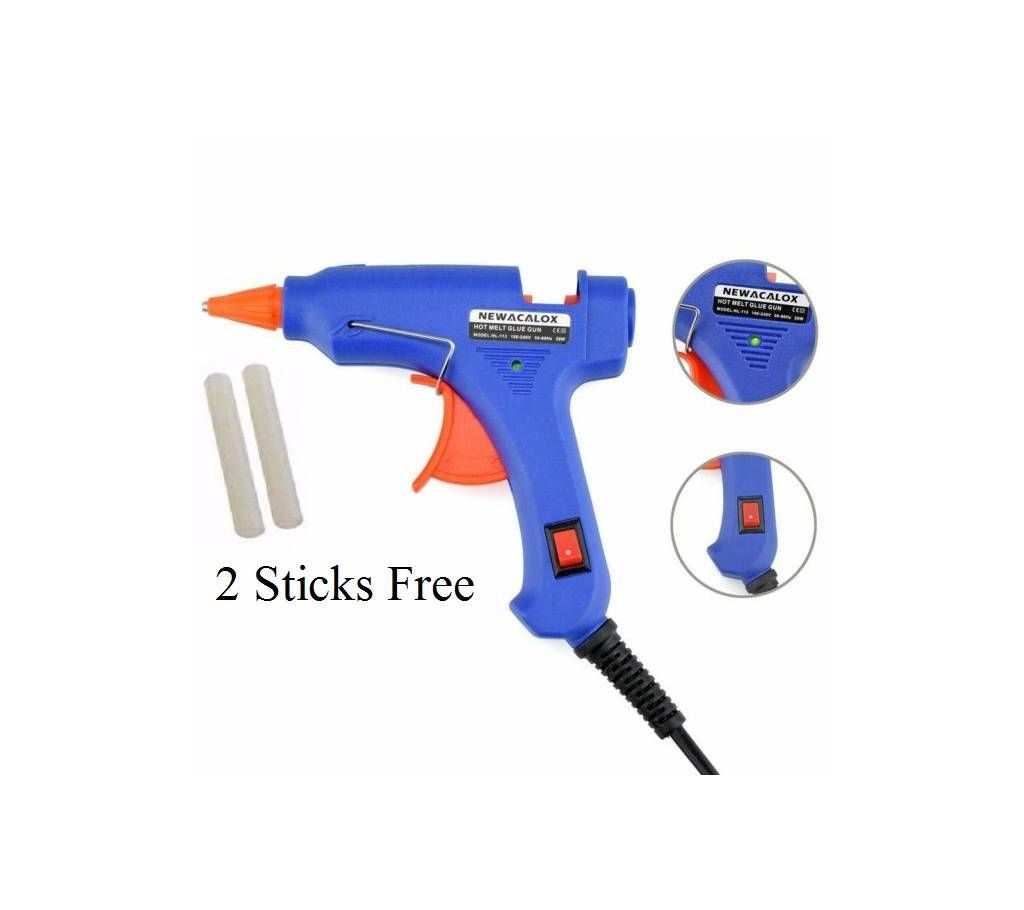 Hot Melt Glue Gun (20 watts) with 2 stick free (Blue)