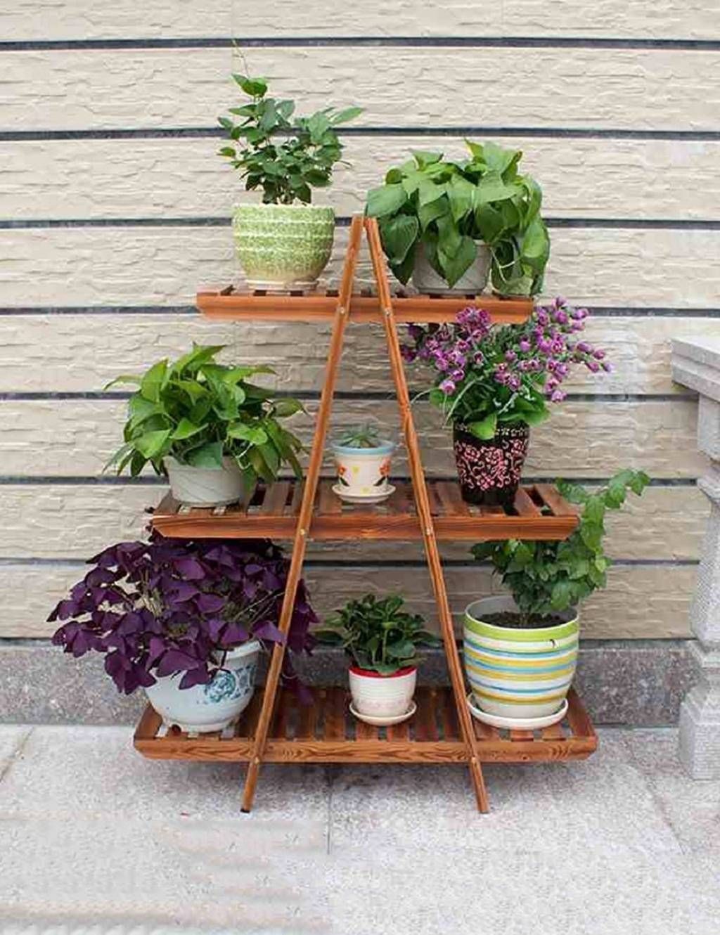 Wooden Trolley- 6 pieces tob and plant 