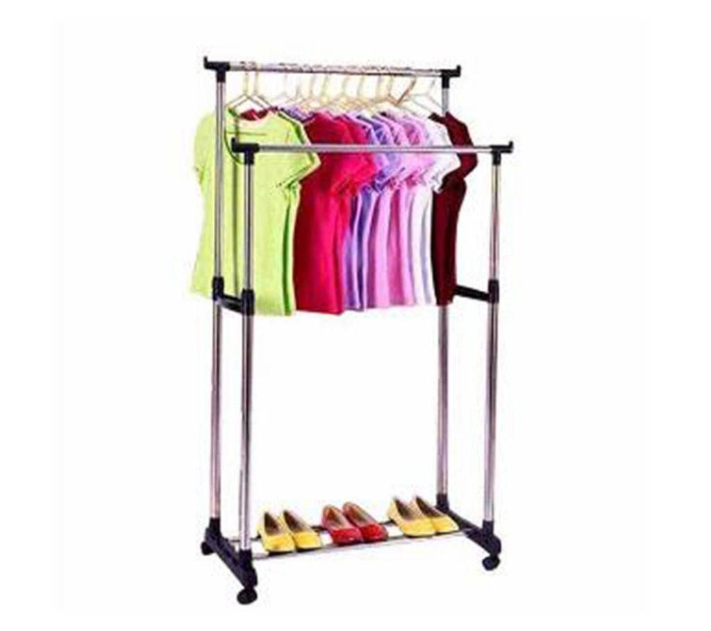 Folding double cloths rack and shoe Rack