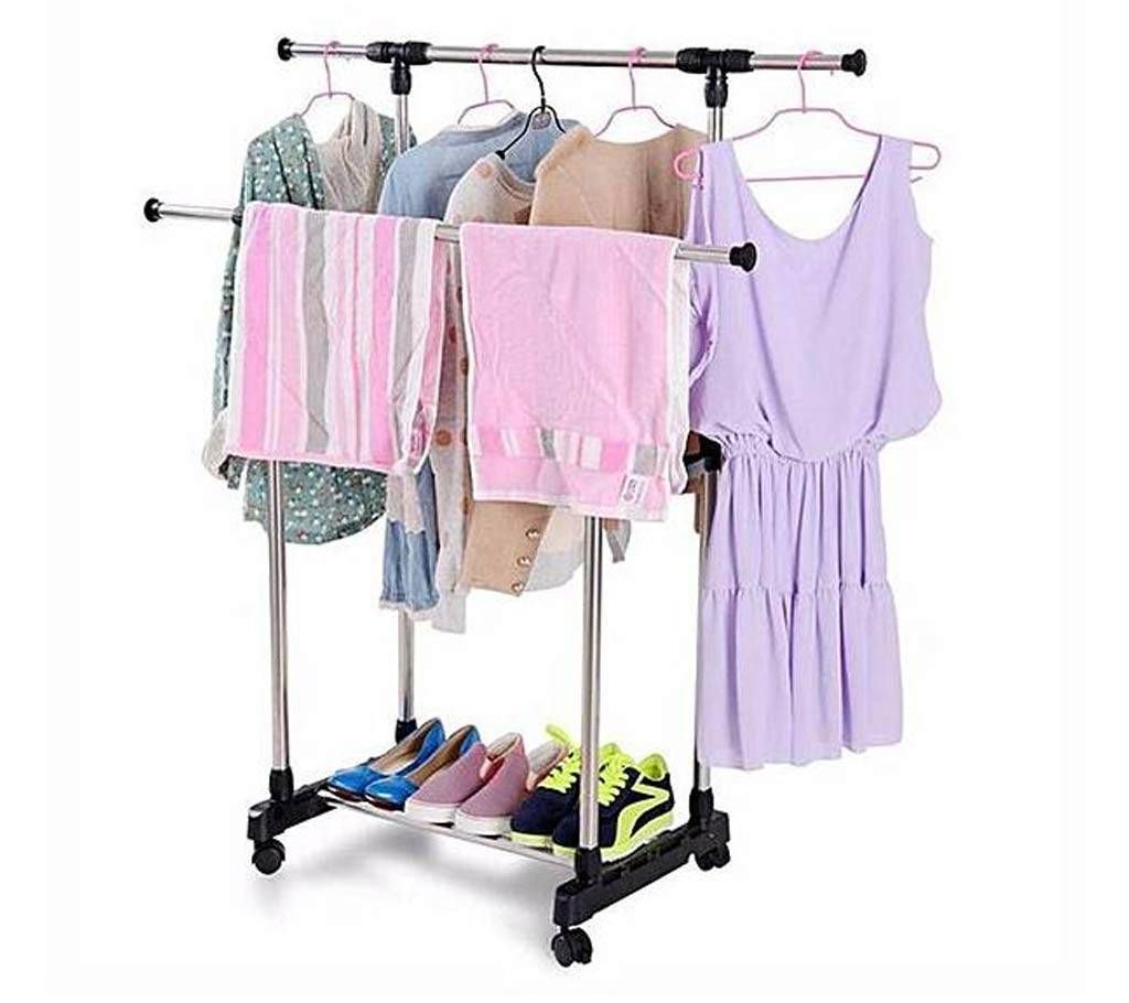 FabFoils Folding Double Clothes and Shoe Rack