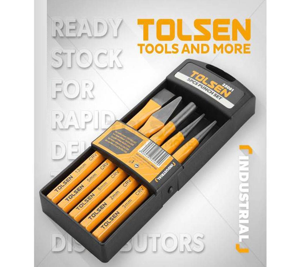 Tolsen 5pcs Professional Heavy Duty Nail Punch Tool Set & Case