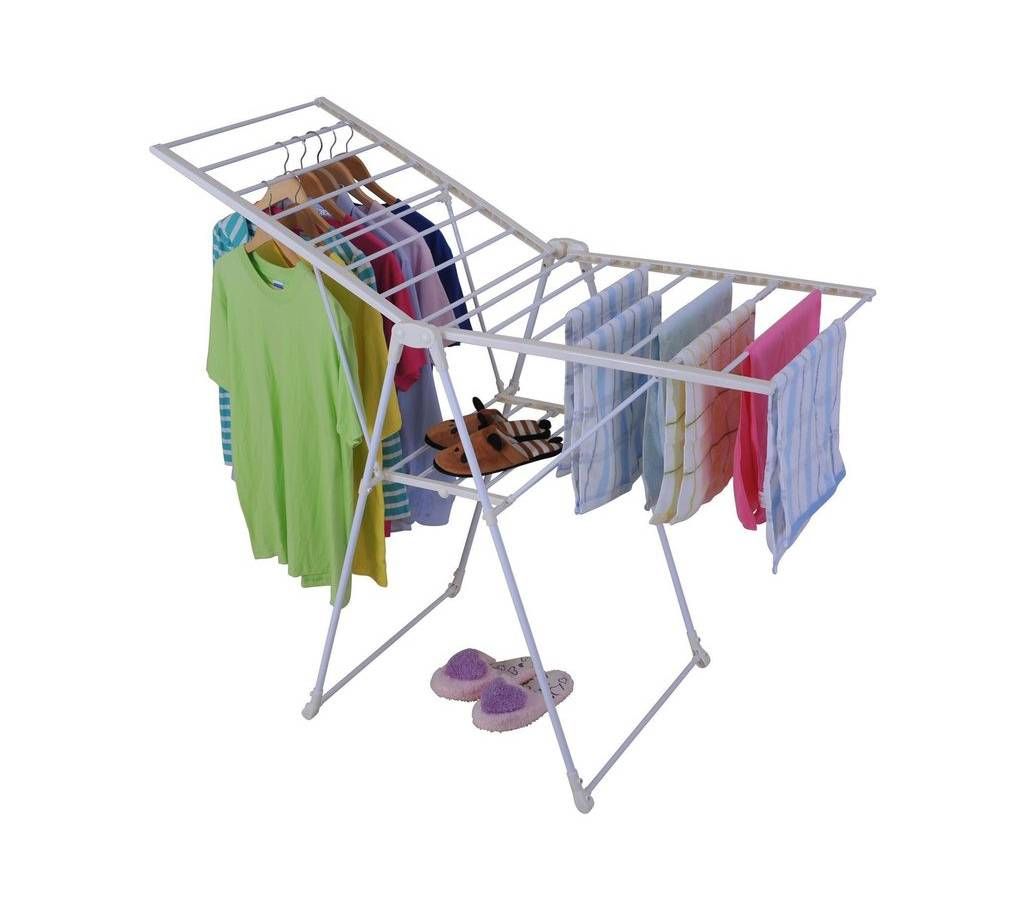 Fold-able Clothes Drying Airer - Silver and White